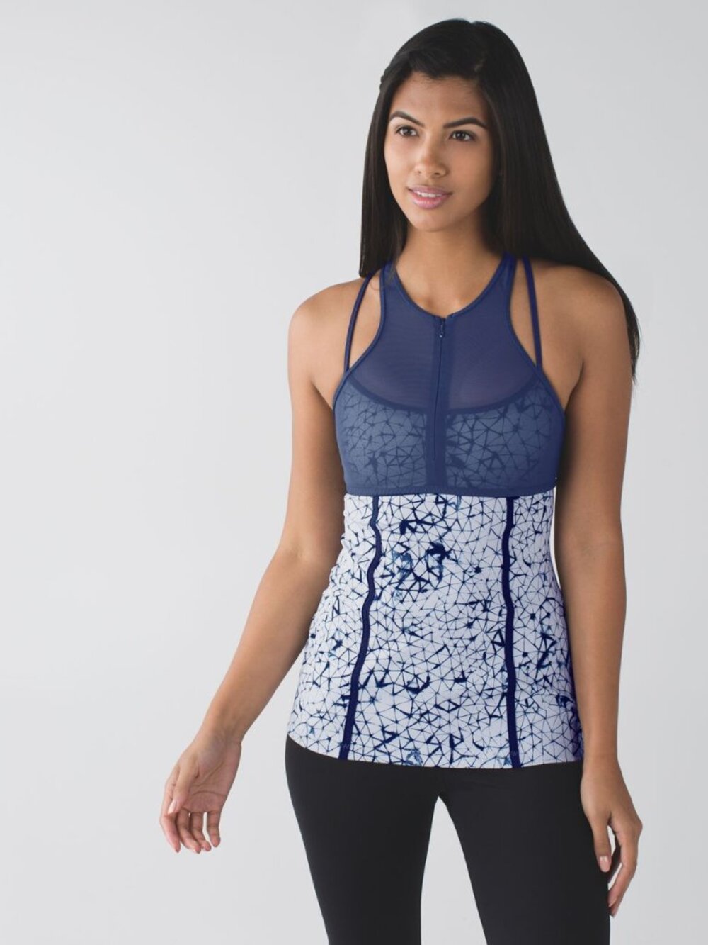 Lululemon Pedal Pace Tank Deep Navy / White Geo Size 8